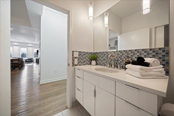 Bathroom vanity in sky on main short-term rental